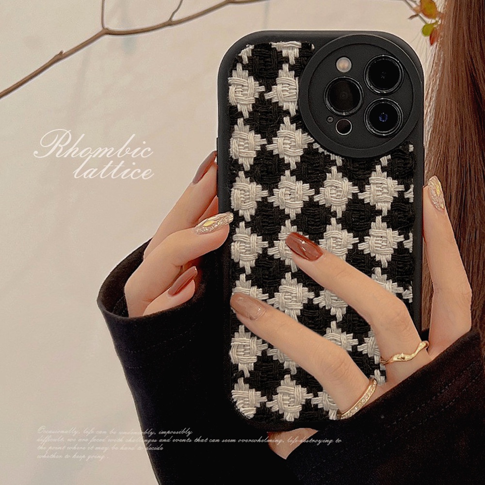 IPHONE Ins Flanel Berlian Cocok Untuk Iphone14 14pro 14Plus 14prm Iphone13 13pro 13prm Iphone11 7Plus 8Plus Xr XS 12 Pro Max Empat Sudut Casing Ponsel Tahan Guncangan