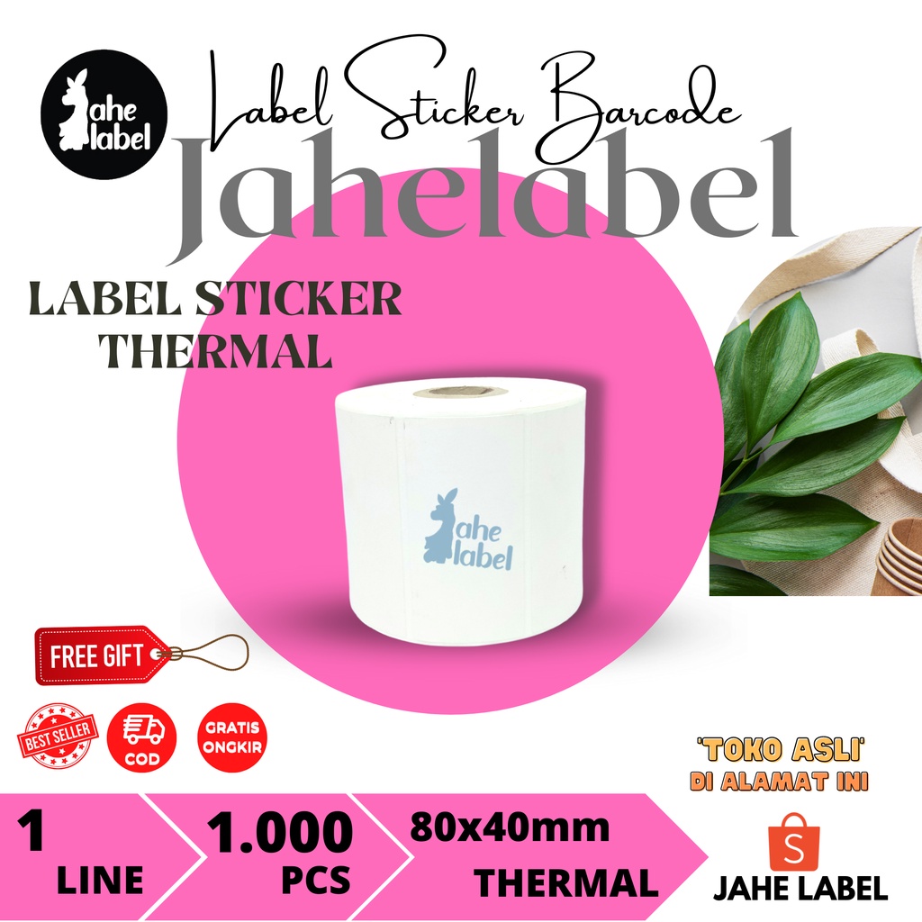 

LABEL STIKER BARCODE 80X40 MM LABEL Thermal 8X4 CM 1000 PCS