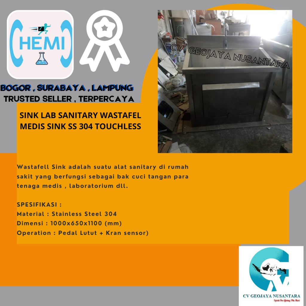 SINK LAB SANITARY WASTAFEL MEDIS SINK SS 304 TOUCHLESS
