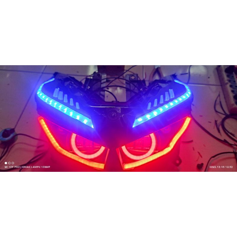 projie led reflektor vario 125 150 2018 lampu depan alis runing rgb custom