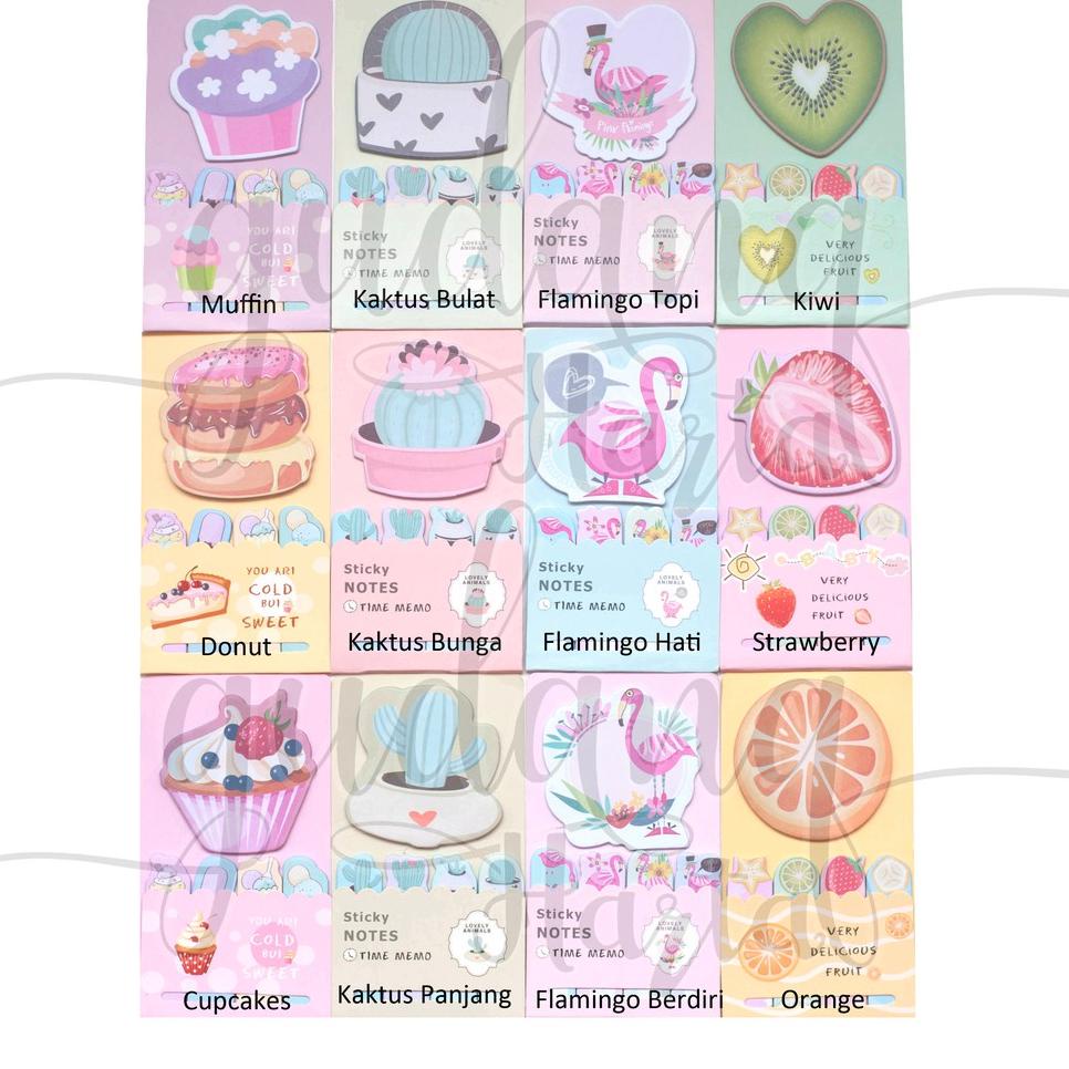 

⇵ Sticky Notes Flamingo Kaktus Roti Buah Lucu Memo Unik Note GH 301103 ち