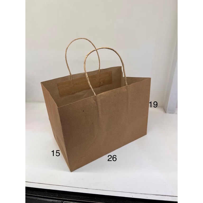 

PAPERBAG BROWNIES TALI 26x15x19cm 10pcs Coklat Polos TANPA BB
