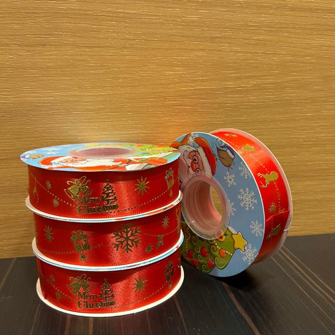 

[BISA COD] Christmas Ribbon Pita Natal Snowman Xmas lace P:22M L:2.5cm