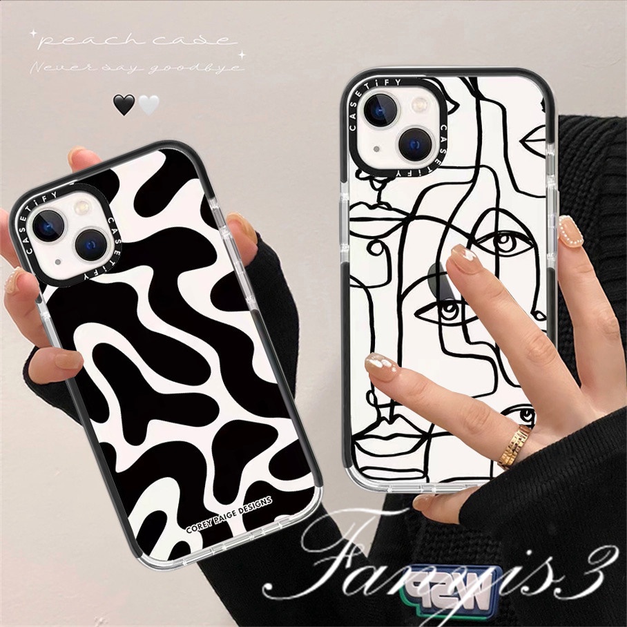 Compatible For iPhone 14 13 12 11 Pro Max X XR Xs Max 8 7 6 6s Plus SE 2020 Kompatibel Untuk Kartun Abstrak Geometri Ponsel Case Bening TPU Lembut Cover Pelindung