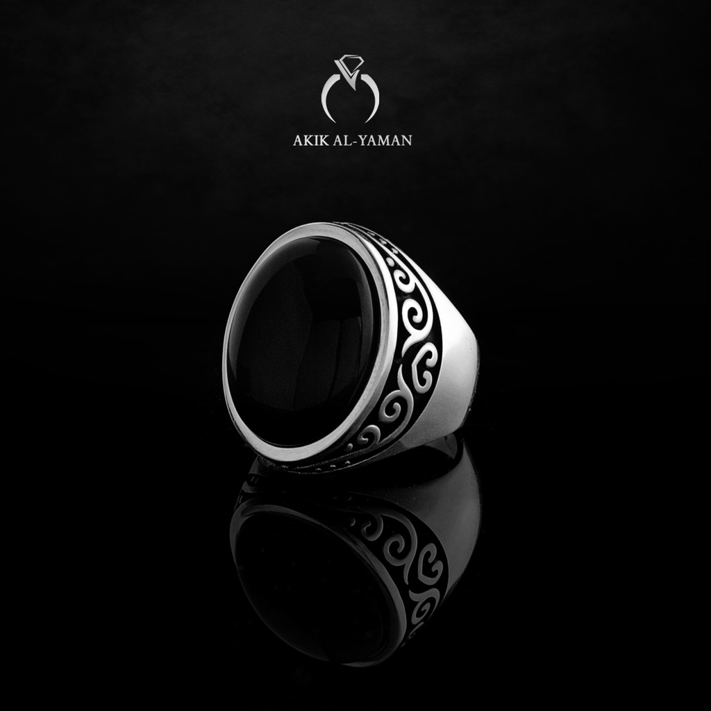 Cincin Batu akik Yaman Habasyi dengan Ring Perak Original Yemen