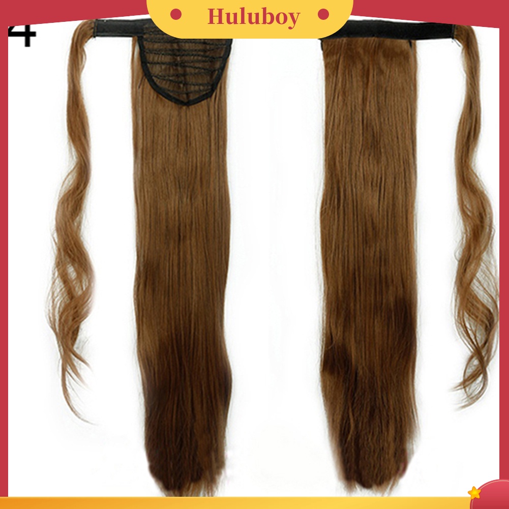 Wig Rambut Ekstensi Model Panjang Lurus Gelombang Dengan Klip Untuk Wanita