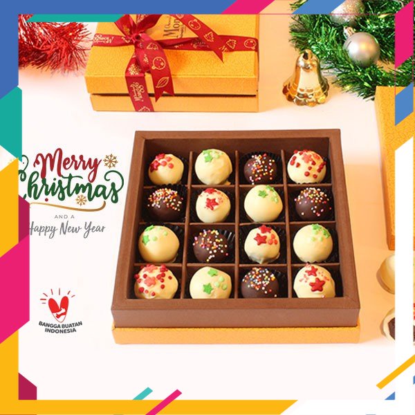 

SPECIAL NATAL DAN TAHUN BARU 2022 /Christmas Chocolate Truffles 16pcs – 240gl Cokelat Monggo l Coklat Kado Natal l Praline Trufel Hadiah Gift l Ganache Marzipan Dark Chocolate