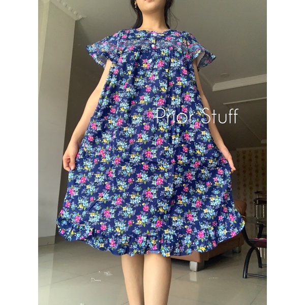 Daster Smoke Merlin Motif Bunga Kecil