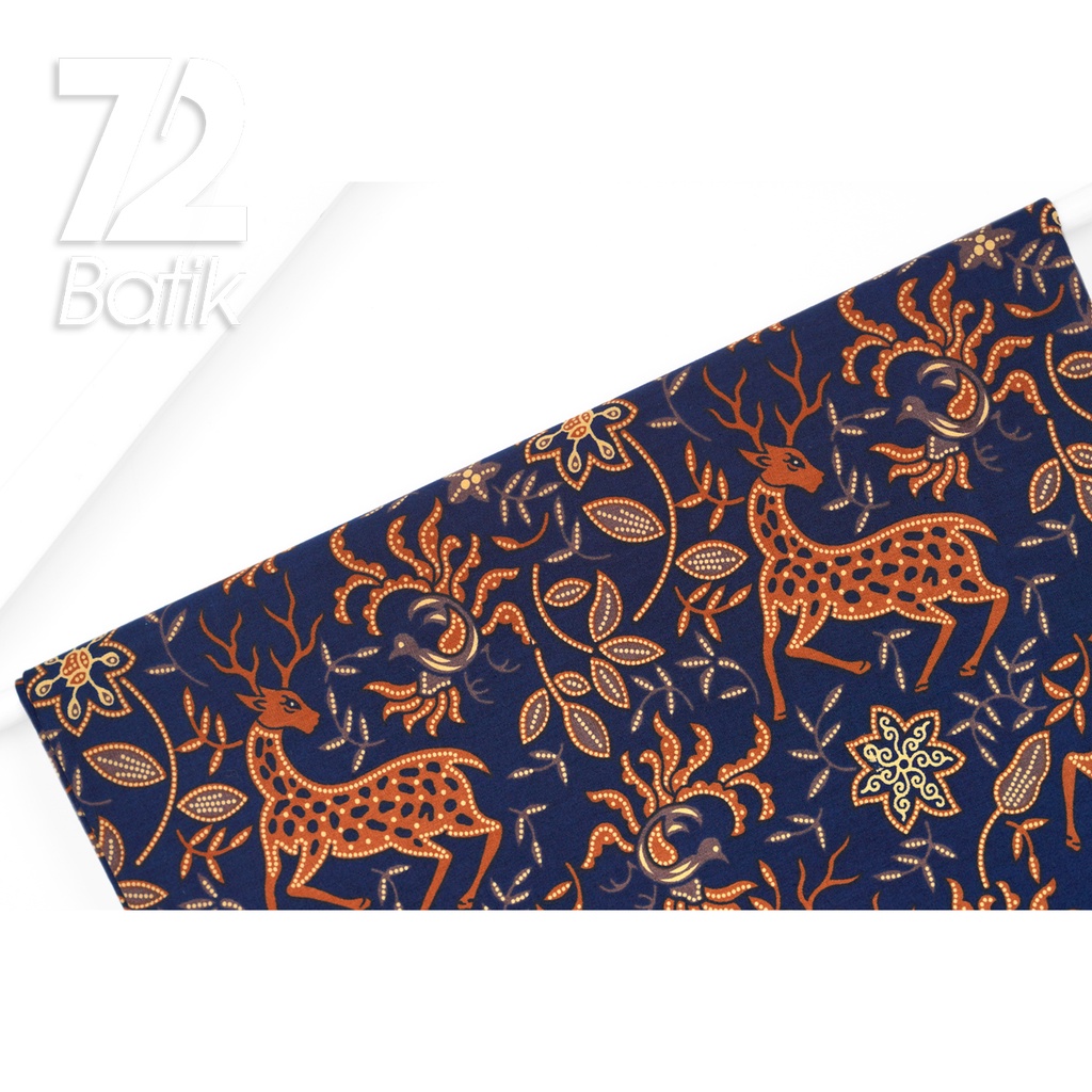 KAIN BATIK PREMIUM Bahan Katun Motif Rusa Kutub Warna Biru Dongker 723059 Cap 72IL Jarik Jarit Samping Kebat Panjang Batik Katun Modern Premium Bahan Seragam Batik Pernikahan Kantor Keluarga Murah Kamen Jadi Batik Bali Lembaran