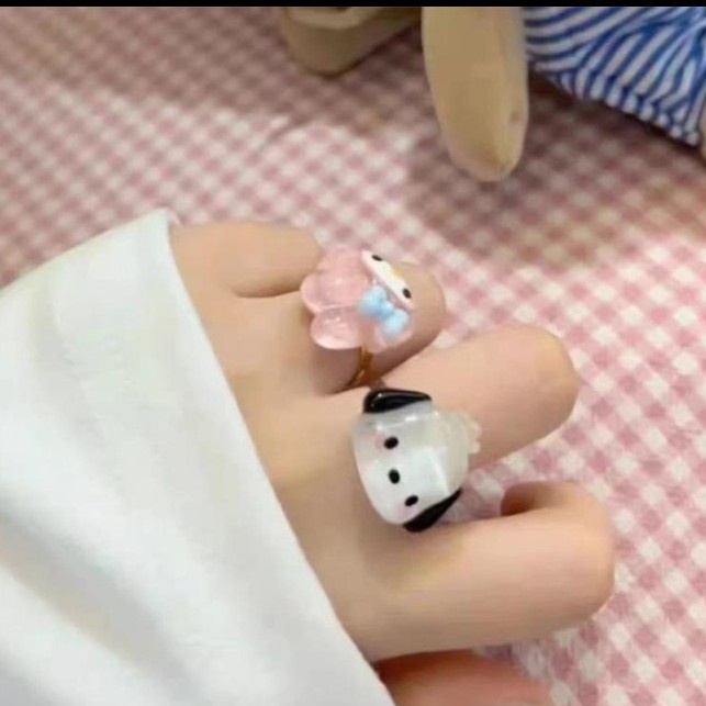 Cincin Anak Melody Timbul Lucu Karakter Cinnamoroll Resin Anjing Bear