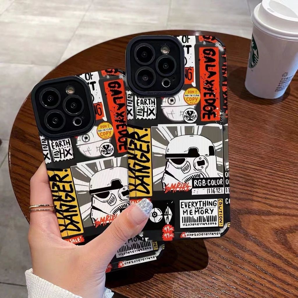 IPHONE Casing Ponsel Desain Print Kata Kartun Bahaya Galaxy Kompatibel Dengan Iphone12 13 14 11 Pro Max X Xs Max Xr Xxzdzx