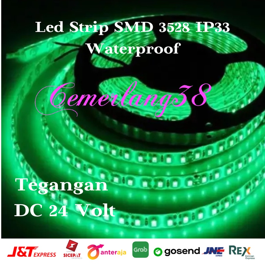 LED Strip Flexible 3528 24V HIJAU 300 LED/Roll WaterProof IP44