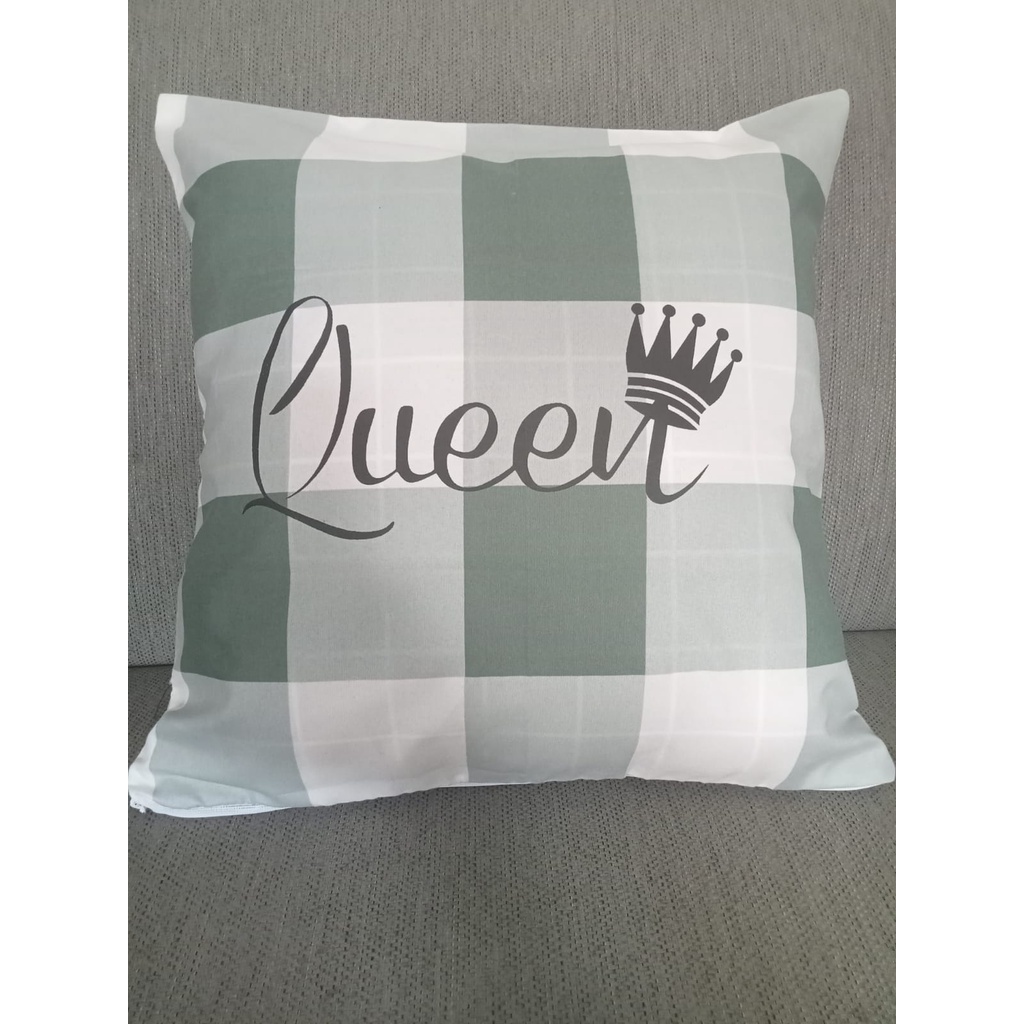 sarung bantal 40x40 home sweet home,king,quen motif kotak sablon