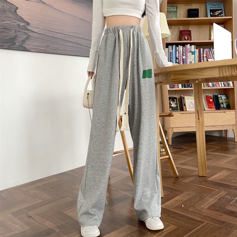 yikoo-Celana panjang pants korean casual fashion wanita tali serut di kaki （Dengan kantong）