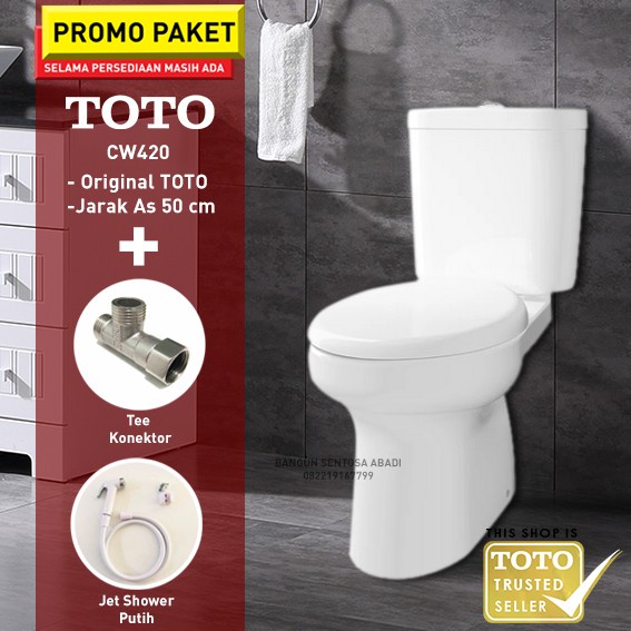 Kloset Kloset Duduk Toto Cw 420 J Lengkap Jet Shower + Tee Cw 420J Toilet