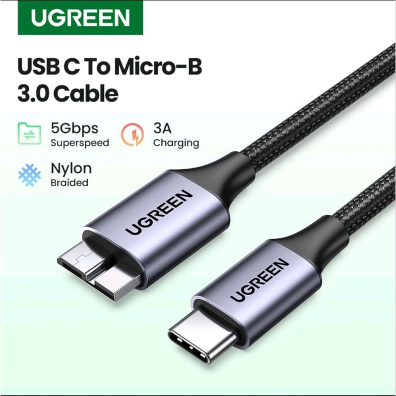 Ugreen Kabel Micro B Usb 3.0 to Type C Thunderbolt 3 Fast - Ugreen 20103 Kabel Hardisk Hdd to Usb C