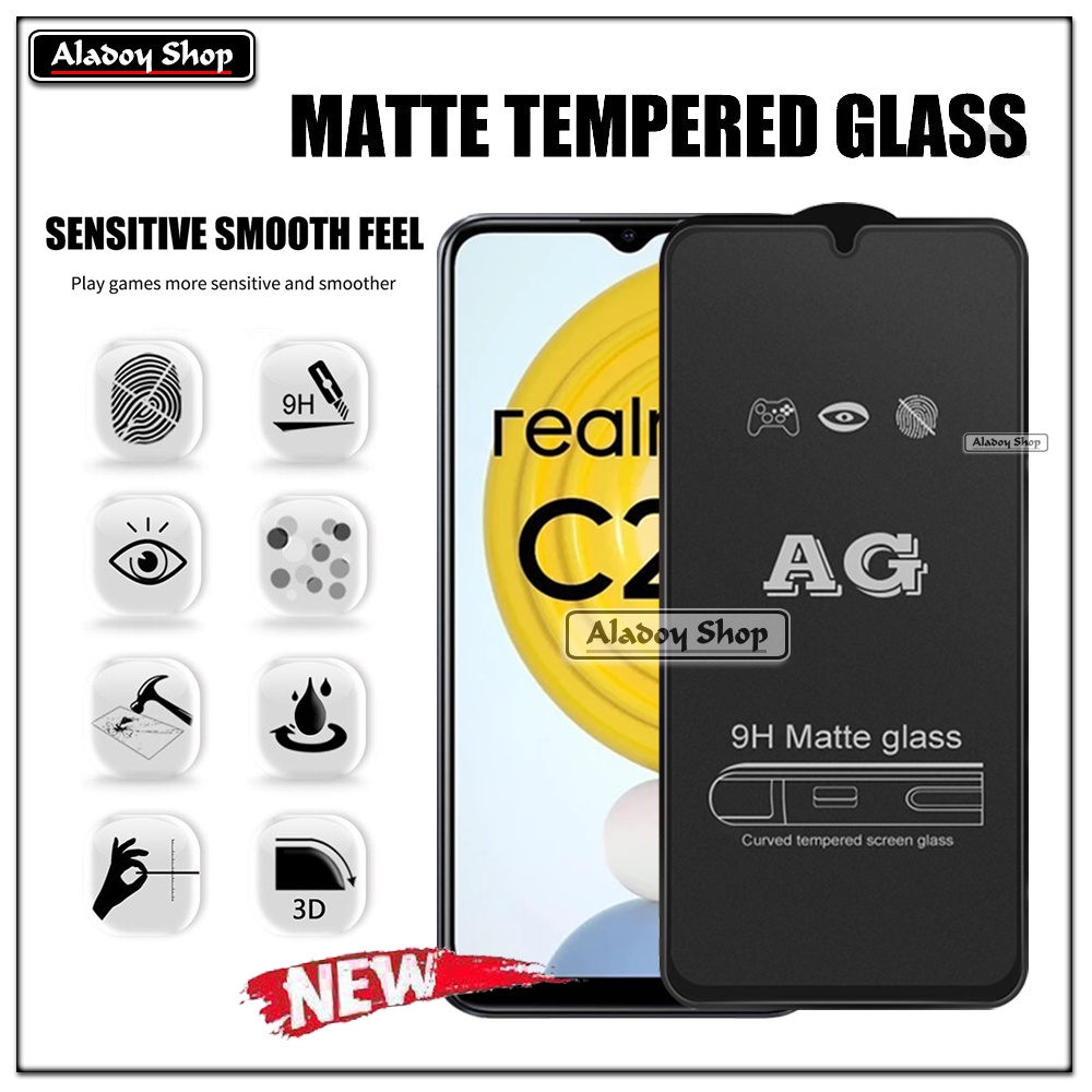 Paket 3IN1 Tempered Glass Layar Matte Anti Glare Realme C21 Free Tempered Glass Camera dan Skin Carbon