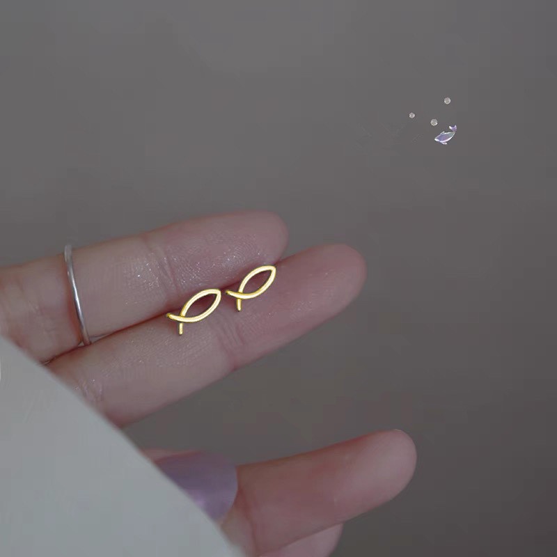 Kami Bunga Korea s925 Perak Berongga Ikan Kecil Stud Anting-Anting Untuk Wanita Perempuan Hypoallergenic Geometris Anting-Anting Kecil Pakaian Sehari-Hari Telinga Perhiasan