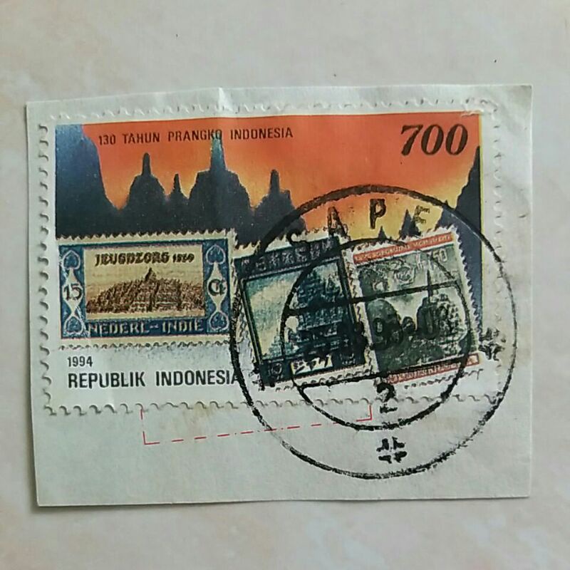 

(K22) Cap Pos Jelas Perangko Indonesia 1994 130 Tahun Prangko Indonesia Single Set Used