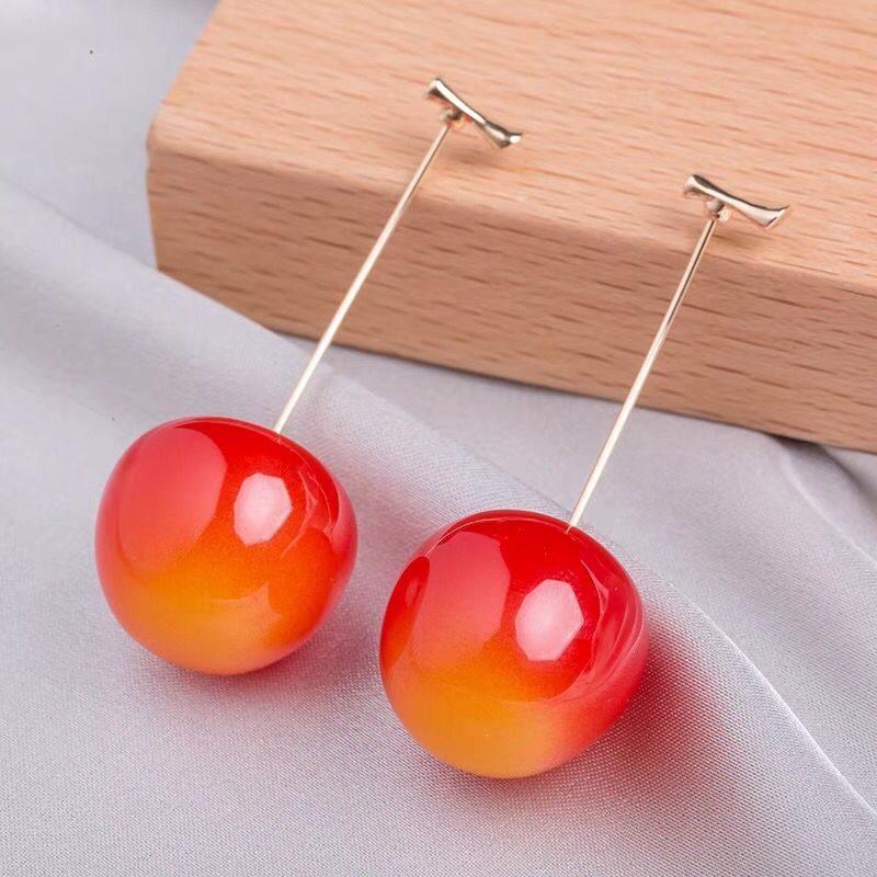 Penjualan Panas Gaya Korea Lucu Simulasi Merah Cherry Anting-Anting Untuk Wanita Resin Buah Anting-Anting Perhiasan Gadis Perhiasan Hadiah Pesta