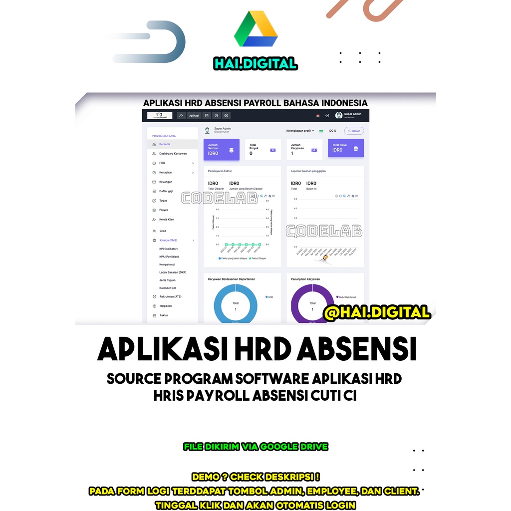 Source Program Software Aplikasi HRD HRIS Payroll Absensi Cuti CI