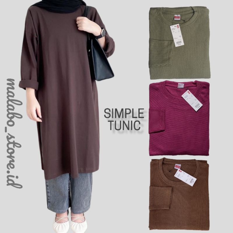 LD 100 Flowy Tunic Cotton Knit Rajut - Lengan Panjang Simple Tunik