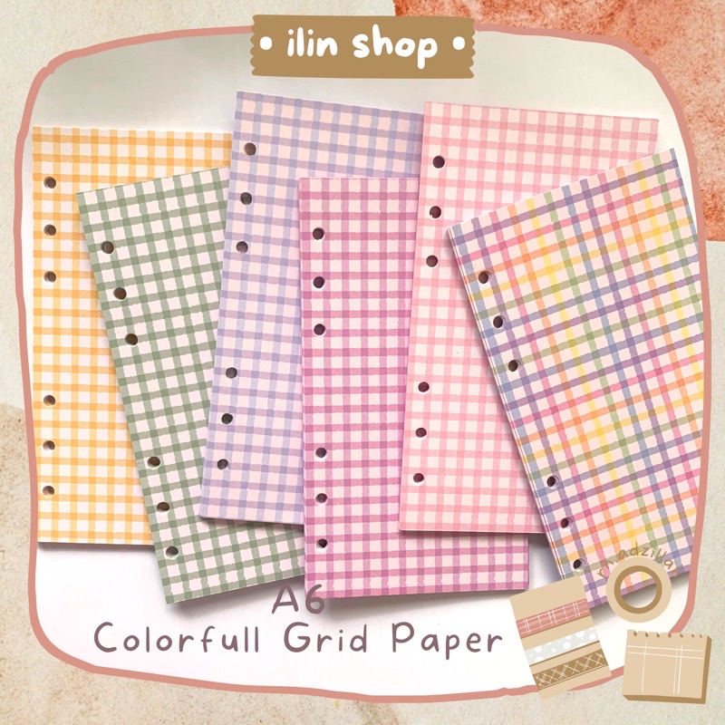 

Loose Leaf A6 • Colorfull Grid Paper (20 lembar) 120gsm Tebal