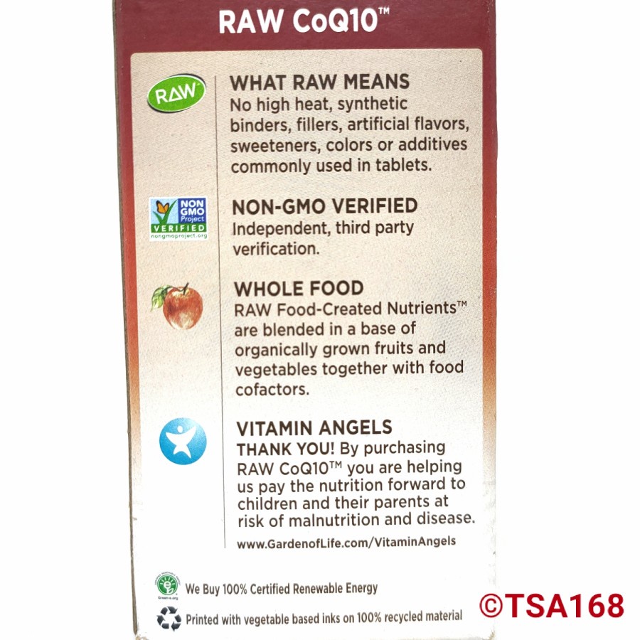 Garden of Life RAW CoQ10 200 mg 60 Vegan Capsules