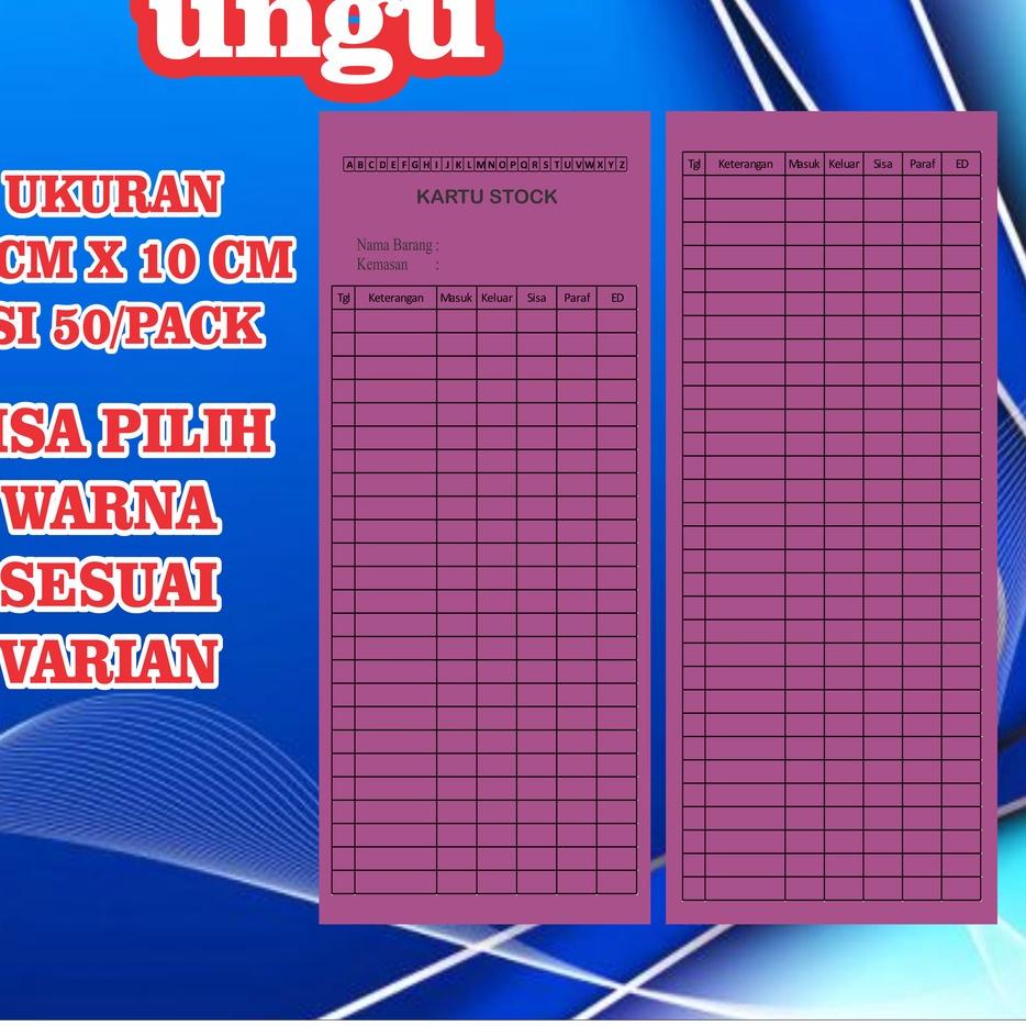 

<C-3&2♫♪> kartu stok obat isi 50 lembar bolak balik kartu stok barang non custom langsung kirim