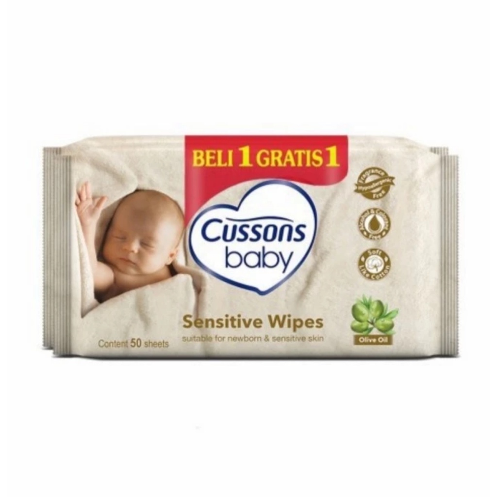 BELI 1 GRATIS 1 Tisu Basah Cussons Baby Wipes 50s  / Promo Tissue Tisu Basah Cusson Baby Wipes