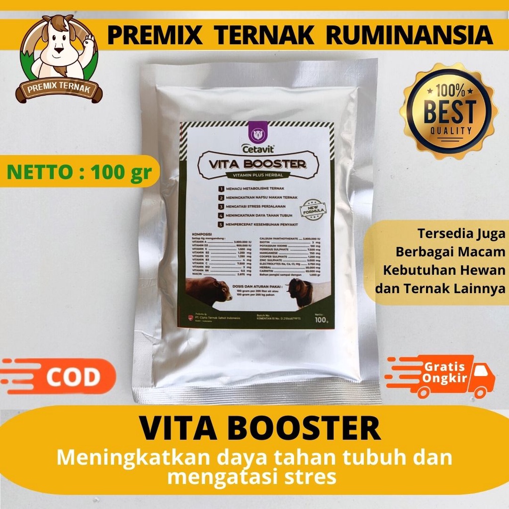Vitamin Sapi VITA BOOSTER 100 GRAM - Multivitamin Penambah Nafsu Makan Untuk Sapi Kambing Domba