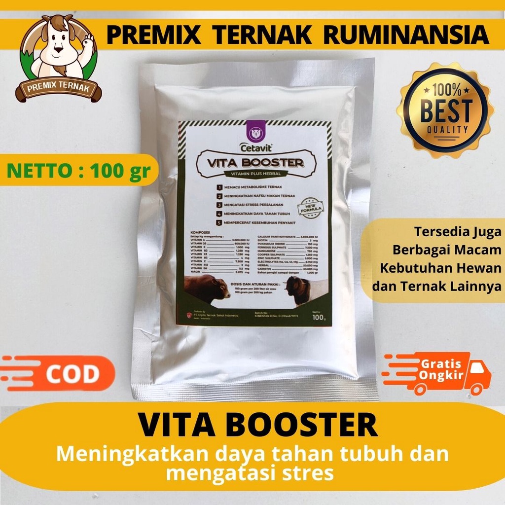 Vitamin Sapi - Vita Booster 100 gr - Multivitamin Dosis Tinggi Untuk Sapi Kambing Domba