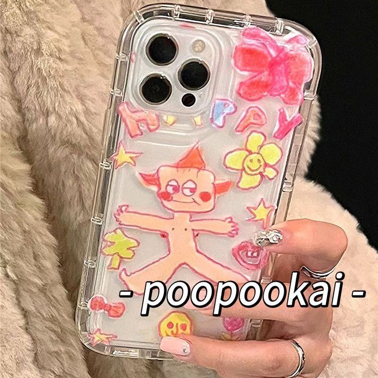 IPHONE Casing Ponsel Lembut Anak Happy Lucu Kompatibel Untuk Iphone14 13 12 11 Pro Transparan Shockproof Casing XS Max X XR 78 6 6S Plus Cover TPU