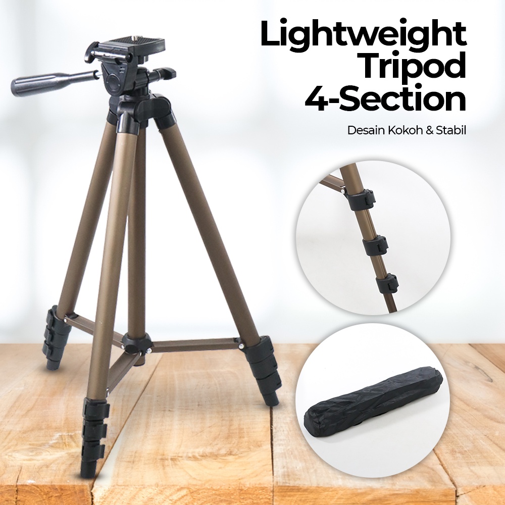 Weifeng Portable Lightweight Tripod Stand 4 - WT-3130 - WFTD02CH Chocolate