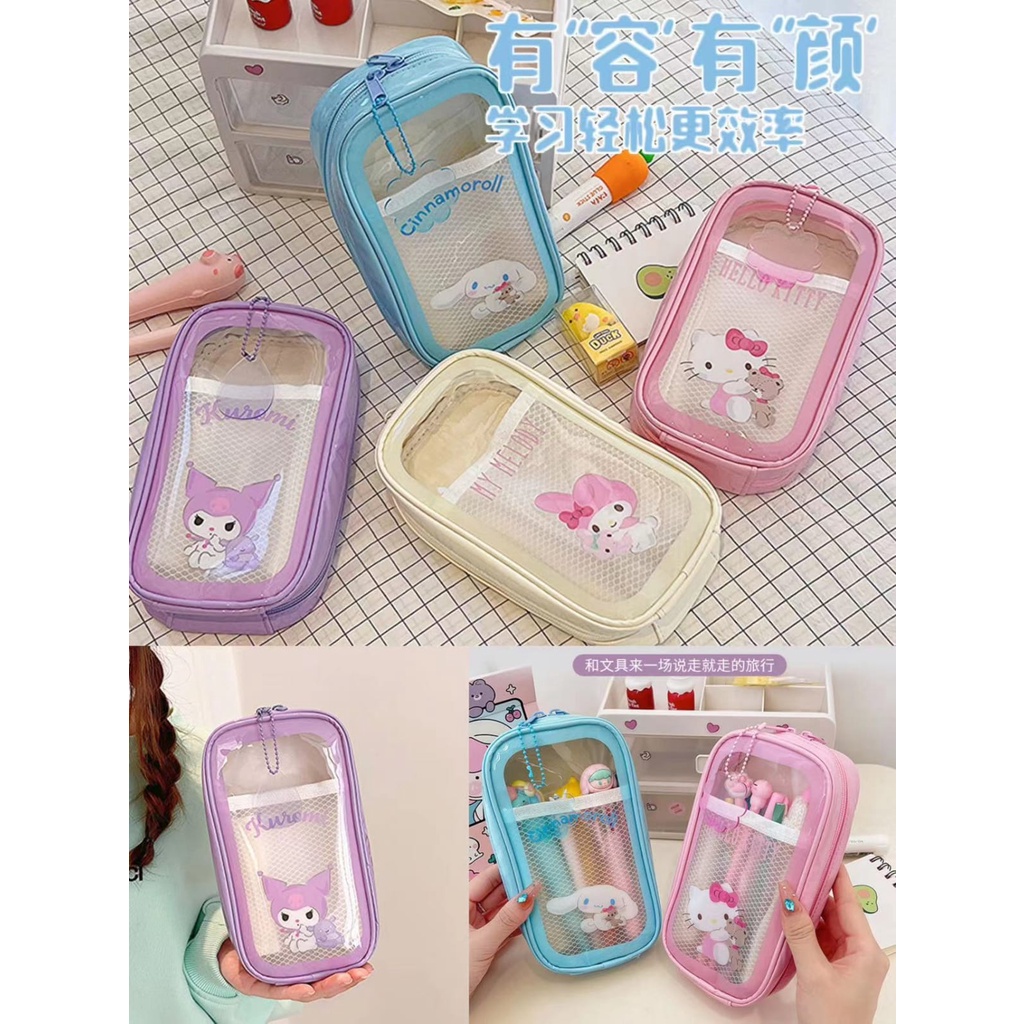

Pouch tempat pensil mika sleting sekat