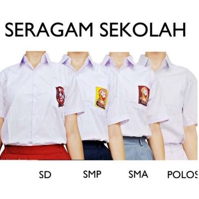 (BISA COD) SERAGAM SEKOLAH - HEM PENDEK PUTIH BED BORDIR TK/SD/SMP/SMA/KULIAH/Kerja BAHAN OXFORD SUPER