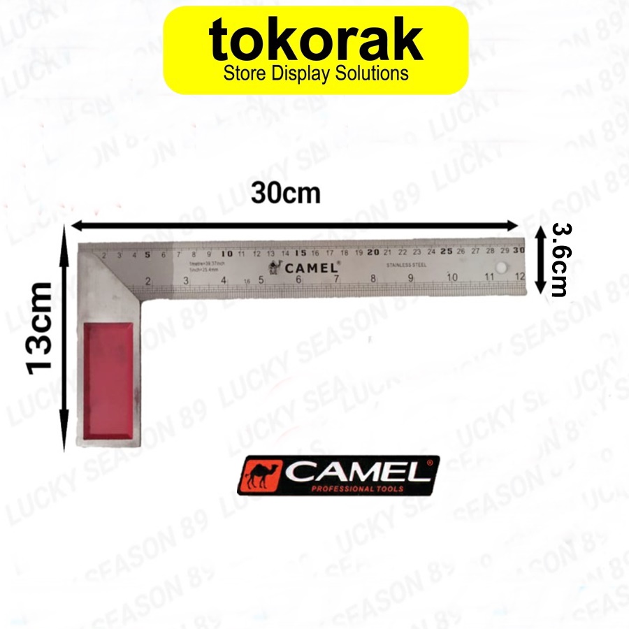 SIKU METER SIKU TUKANG 30 CM CAMEL PENGGARIS SIKU JUMBO TEBAL 12 INCH