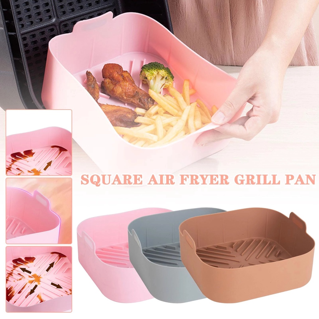 Premium Silicone Heat Resisting Roasting Pan For Air Fryer Easy Clean Silicone Baking Pan Reusable Air Fryer Pad Nampan Penggorengan Udara Anti Air Anti Lengket