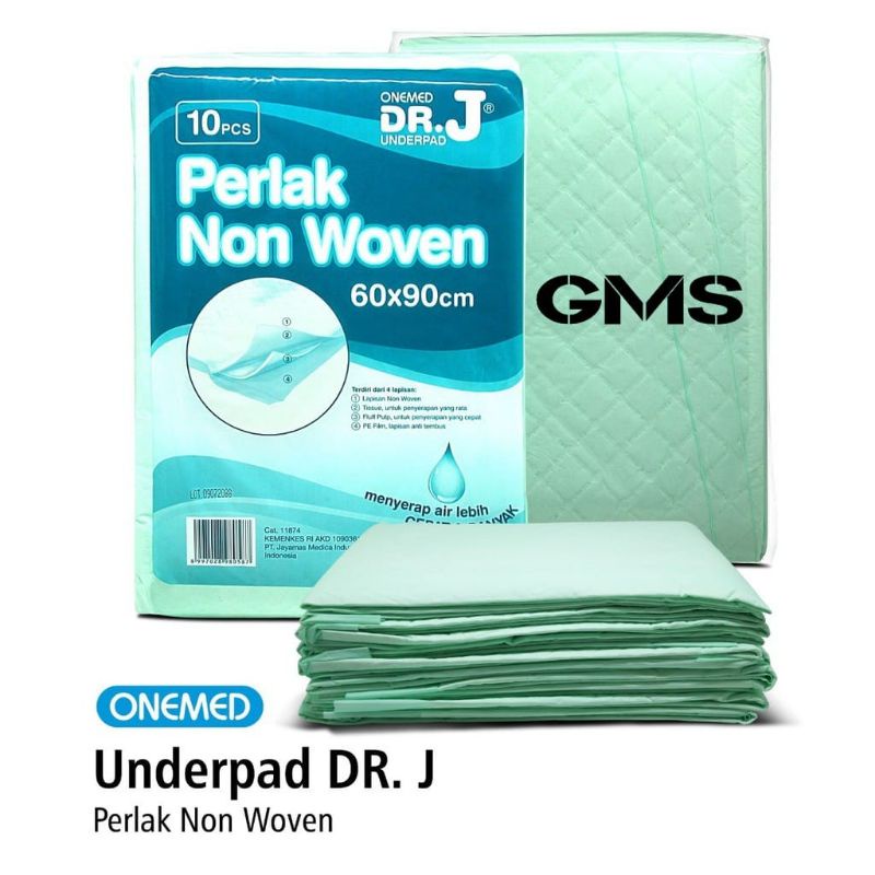 Underpad Dr J 60 x 90 Onemed Per Pack isi 10 Pcs / Perlak Alas Popok Anti Bocor