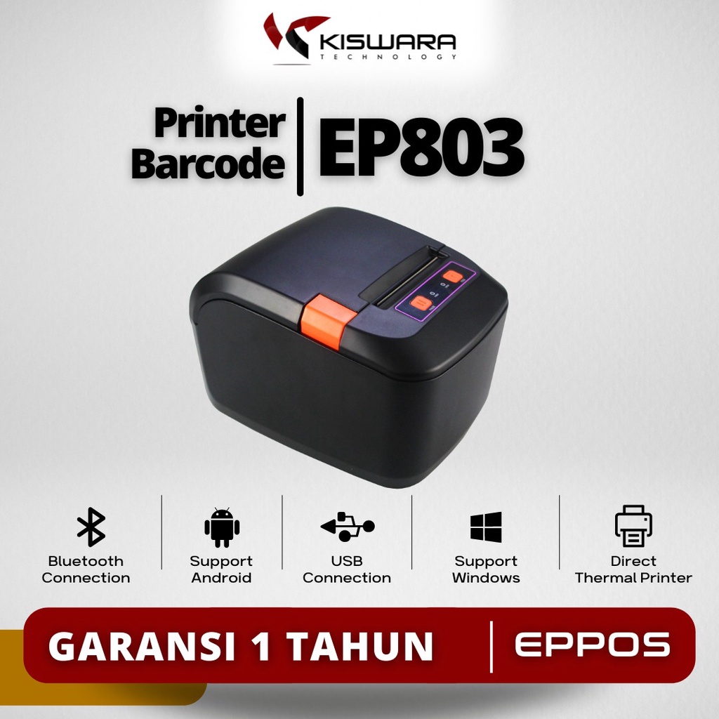Printer Barcode Thermal EPPOS 80mm EP803 - USB Bluetooth
