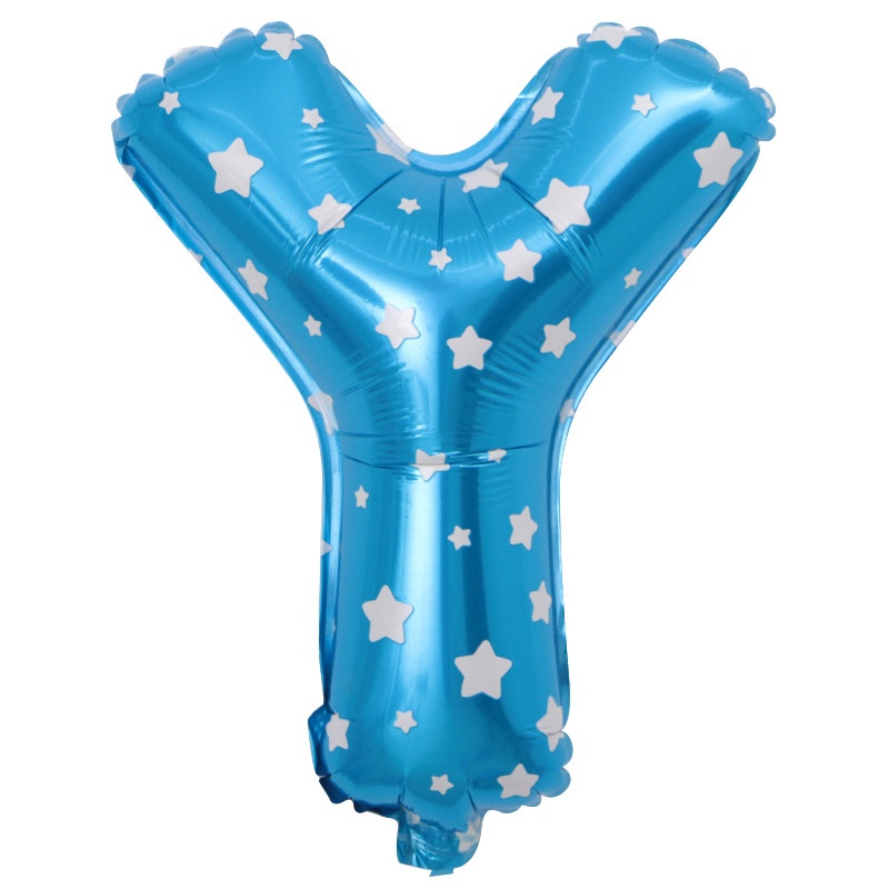 T&amp;Y Balon Foil Huruf Motif Bintang ±40cm Ballon Foil Abjad Alphabet Biru Star Balon Huruf Satuan ± 40 Cm Murah