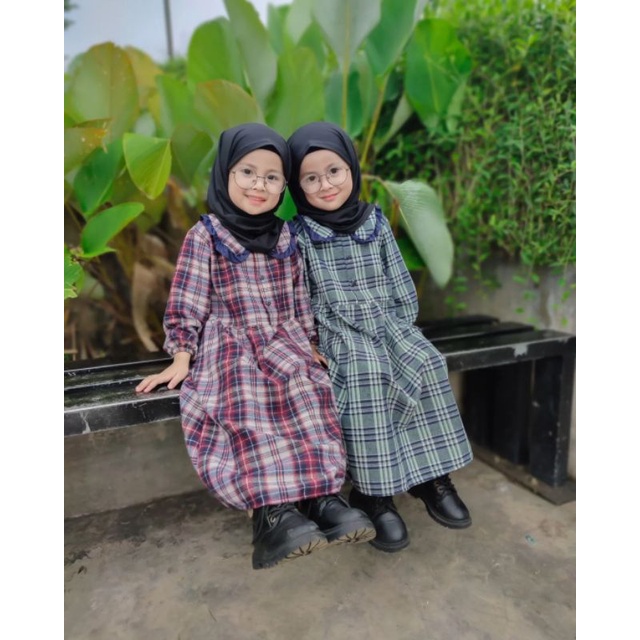 Gamis Anak Flanel 1-6Tahun | Gamis Anak Lebaran 2023 Kekinian | Gamis anak Motif kotak kotak