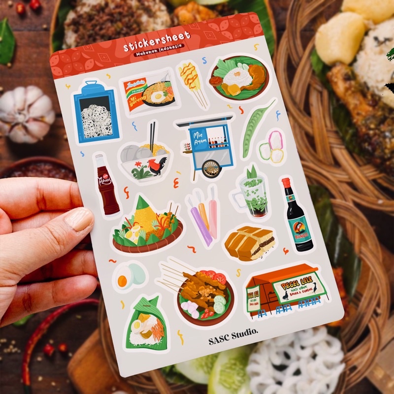 

Sticker Indonesian Food / Stiker Makanan indonesia | kerupuk , bakso, mie ayam, pecel, tumpeng, indomie, tehbotol, kecap bango, cendol, martabak | scrapbook HP Anti Air waterproof sticker aesthetic, sticker lucu, journaling