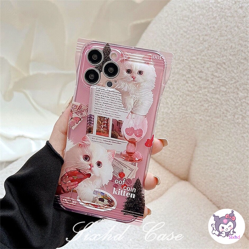 Realme C55 C35 C31 C30 C25 C25Y C21Y C25s C15 C12 C11 C21 C20 C3 9Pro+ 9i 8i 7i 6i 5i Narzo 50i 50A Prime Cute Pink Ins Cartoon Cat Phone Case Soft Cover