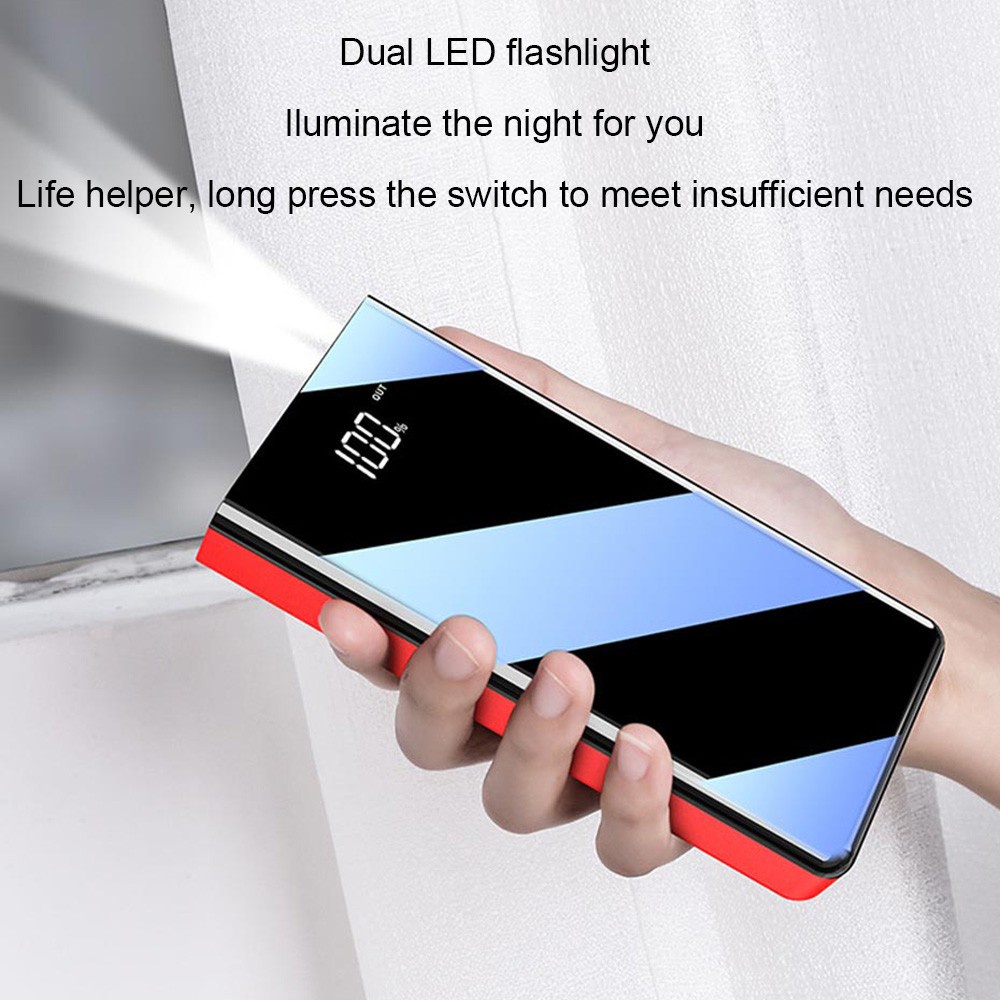 Large Capacity Smart Digital Display LED Light Multi-interface Output Portable Power Bank Outdoor