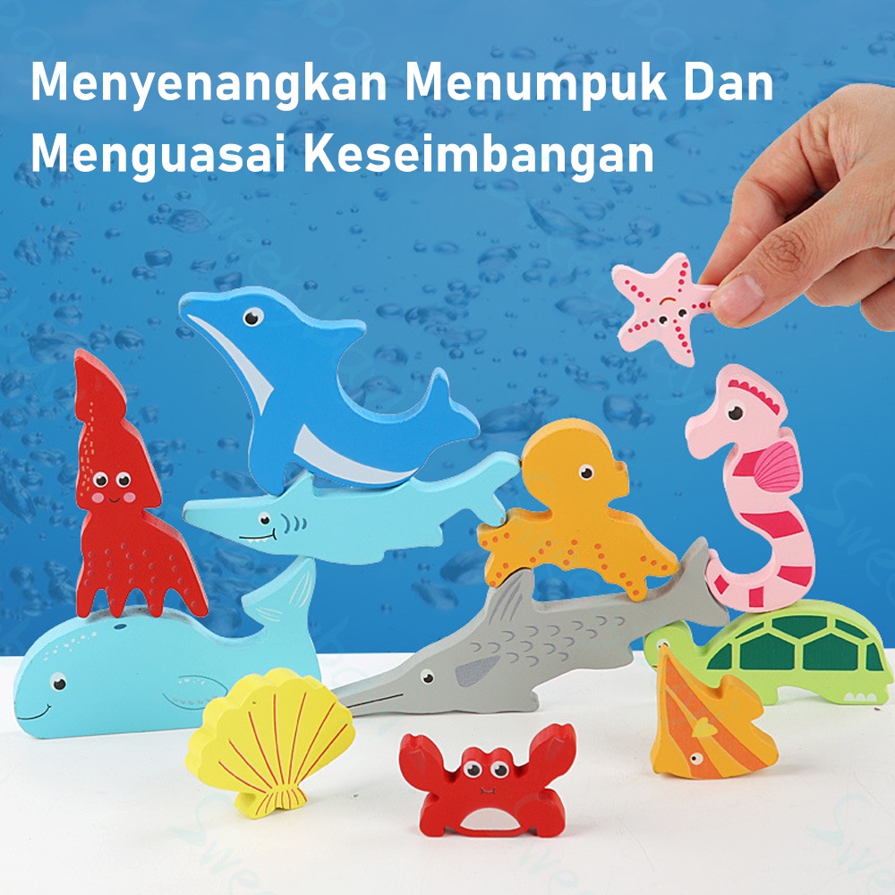 Sweetybayi Puzzle 3D Puzzle kayu mainan edukasi Wooden toys cocokkan bentuk