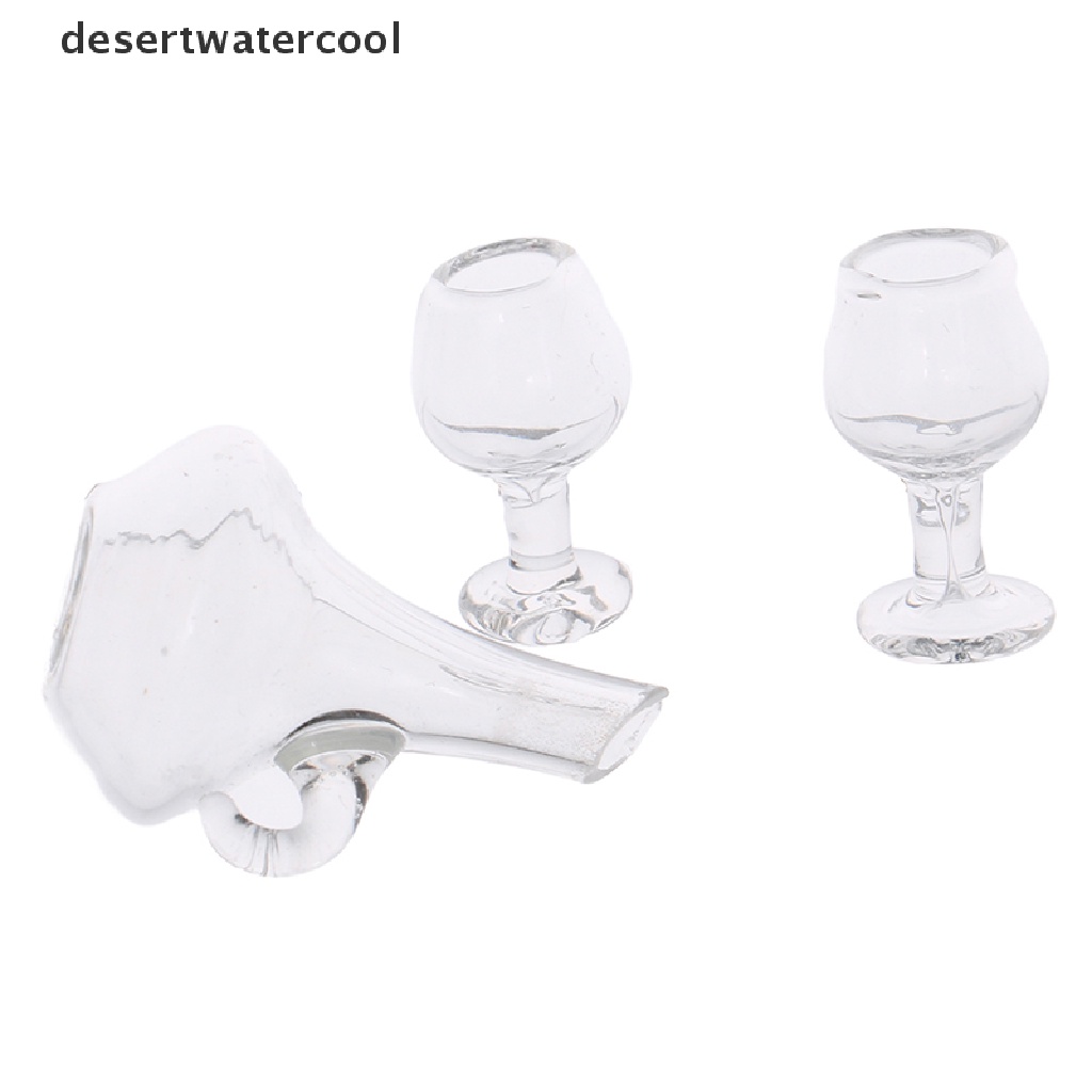 Deid 1Set 1: 12rumah Boneka Gelas Wine Decanter Transparan Cangkir Sober Botol Scene Decor Martijn