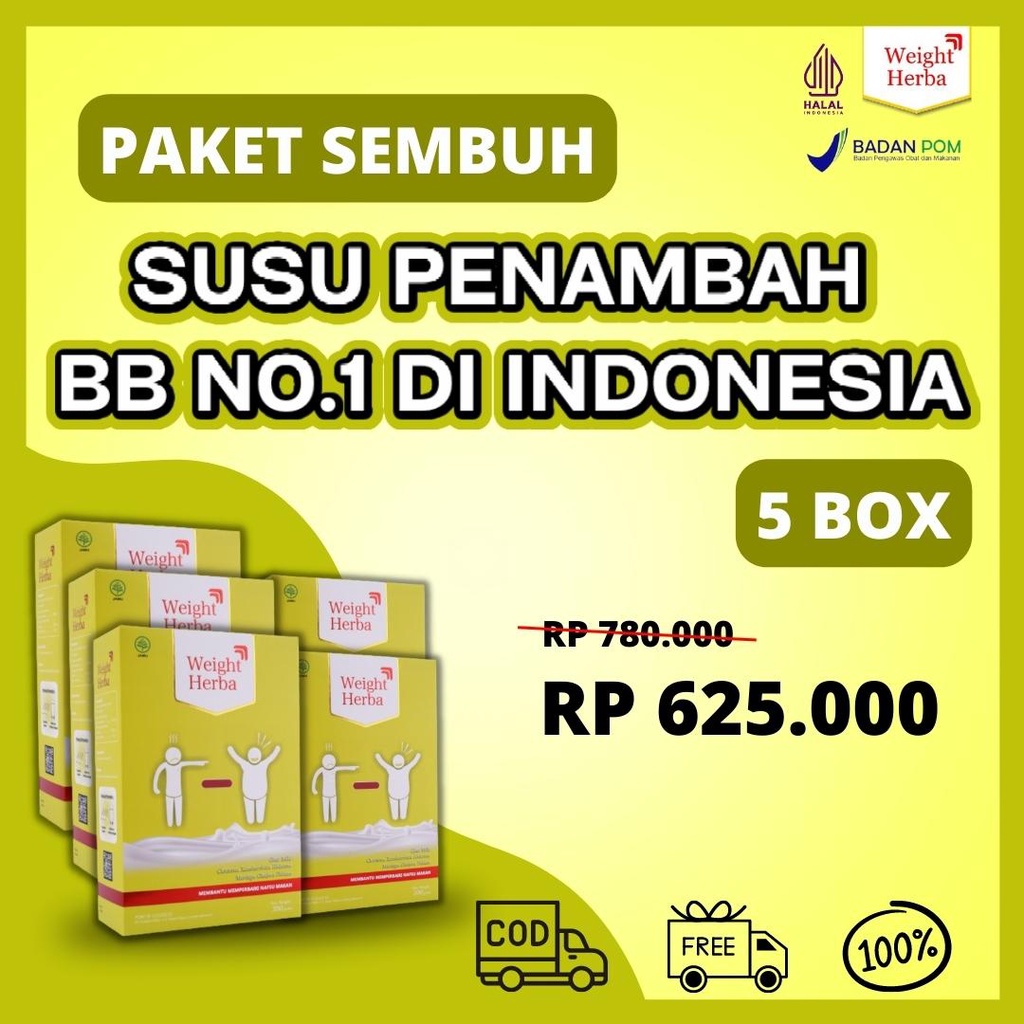 

[PAKET 5 BOX] | Weight Herba | Susu Kambing Etawa Tingkatkan Nafsu Makan Penambah Berat Badan Protein & Kesehatan Pencernaan Tanpa Olahraga