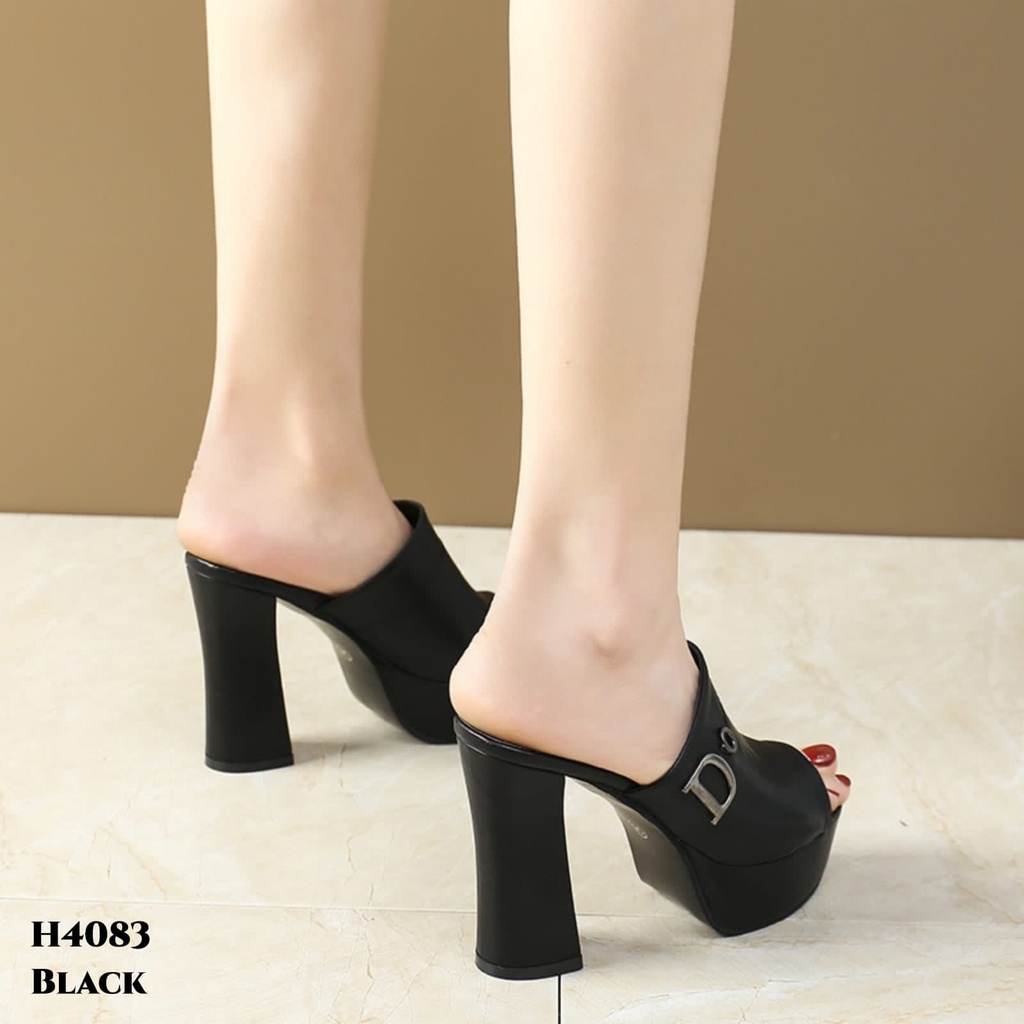 PRF High Heels Chunky Platform Mules Fashion Korea H4083