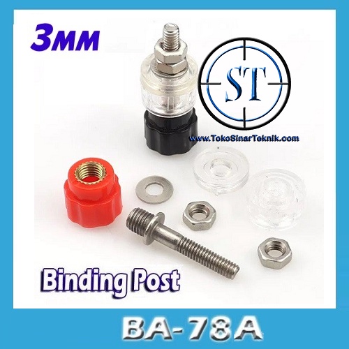 Terminal Binding Post Transparan Jepit Kecil Merah Hitam Dudukan Box Ampli Jepit Sound system Set BA-78A